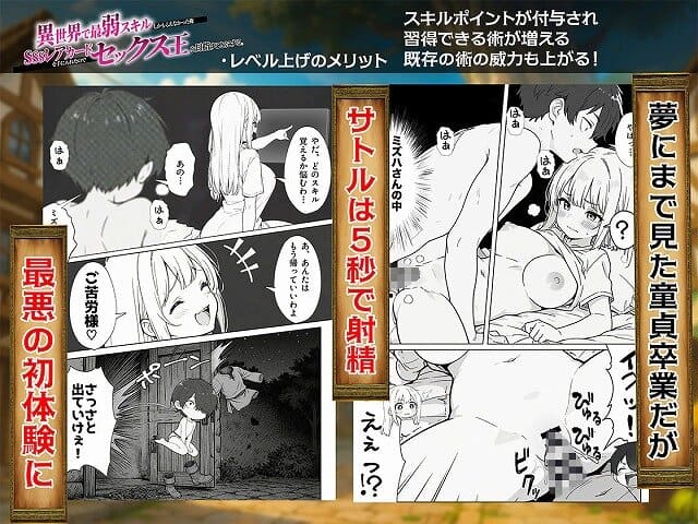 【異世界で最弱スキルしかもらえなかった俺、SSSレアカードを手に入れたのでセックス王を目指すことにする。】COMICアイル＠森田サトルが正常位でセックスをする。サトルは5秒で射精